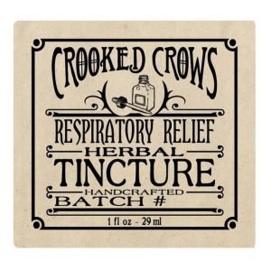 Crooked Crows herbal tincture label, 1 fl oz